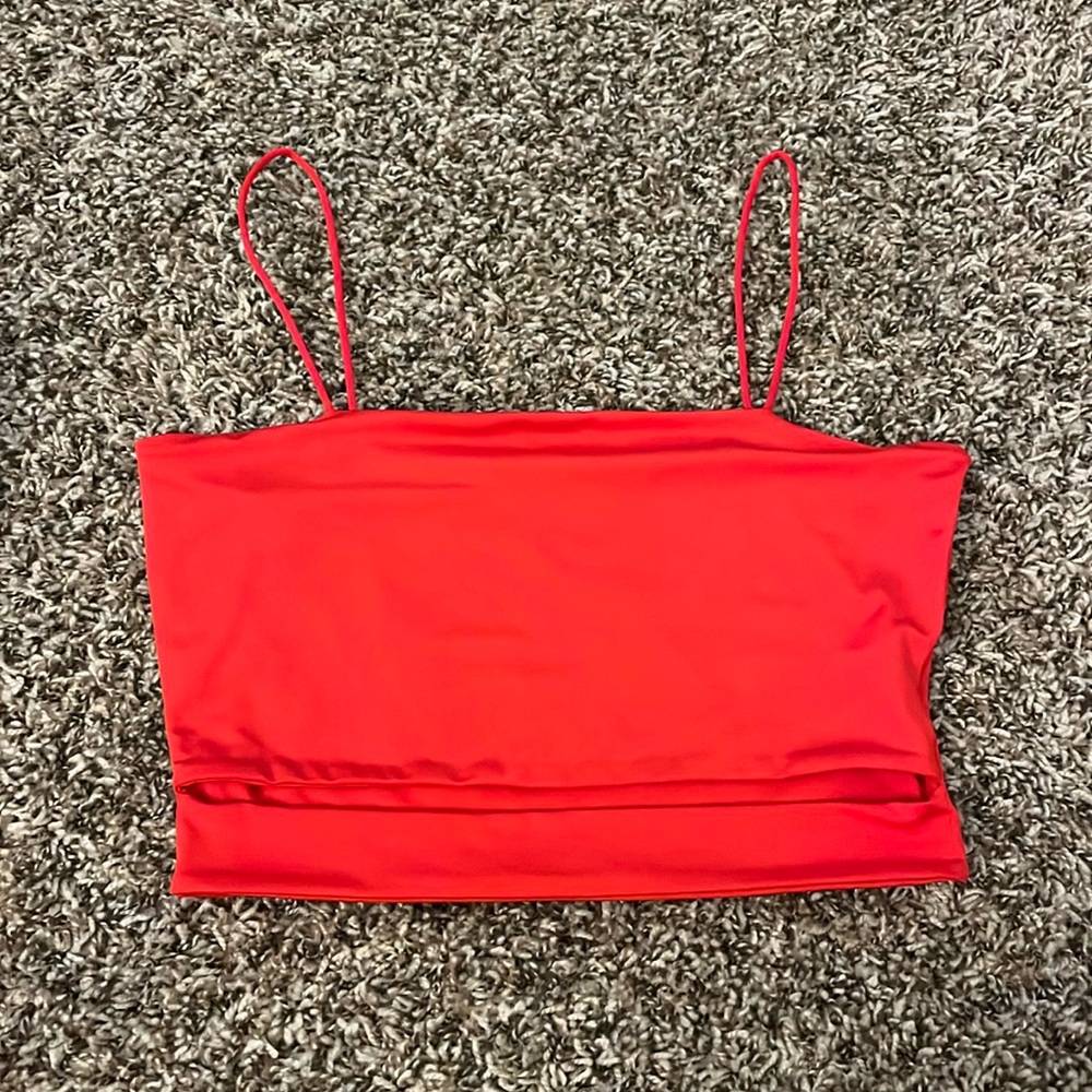 Red Women’s Tank-Top with stomach slit
